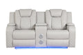 Benz Led & Power Reclining Loveseat Made With Faux Leather In Ice Beige Faux Leather Metal Primary Living Space Medium Soft Cushion Back Heavy Duty Contemporary,Modern Solid Wood Mdf Faux Leather