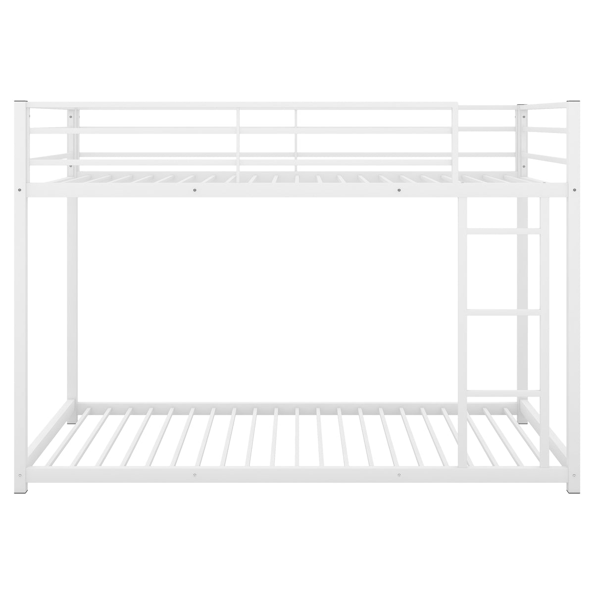 Twin Over Twin Metal Bunk Bed, Low Bunk Bed With Ladder,White Old Sku:Mf197033Aak White Metal