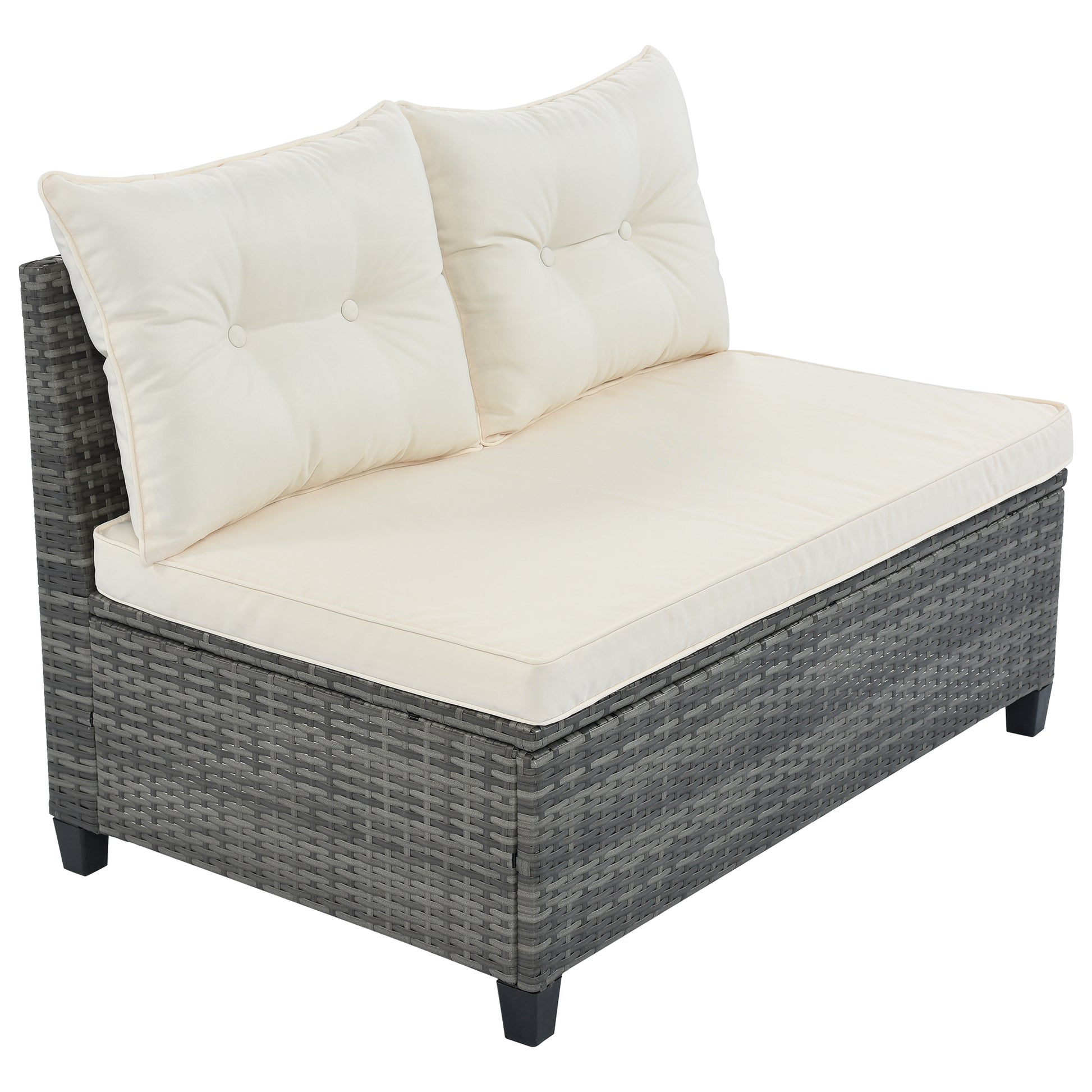 8 Pieces Outdoor Wicker Round Sofa Set, Half Moon Sectional Sets All Weather, Curved Sofa Set With Rectangular Coffee Table, Pe Rattan Water Resistant And Uv Protected, Movable Cushion, Beige Yes Complete Patio Set Beige Garden & Outdoor Wicker