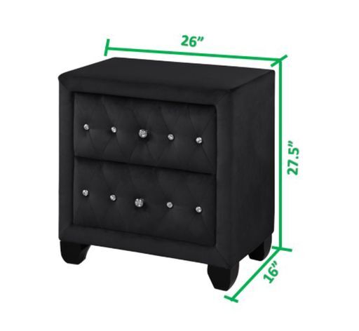 Full 5 Pc Vanity Upholstery Bedroom Set Made With Wood In Black Box Spring Not Required Full Black Wood 5 Piece Set Bedroom Contemporary,Modern Acacia Upholstered Velvet Tufted Wood