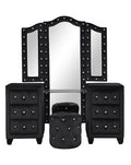 Full 5 Pc Vanity Upholstery Bedroom Set Made With Wood In Black Box Spring Not Required Full Black Wood 5 Piece Set Bedroom Contemporary,Modern Acacia Upholstered Velvet Tufted Wood