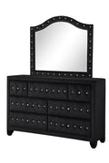 Queen 4 Pc Upholstery Bedroom Set Made With Wood In Black Box Spring Not Required Queen Black Wood 4 Piece Set Bedroom Contemporary,Modern Acacia Upholstered Velvet Tufted Wood