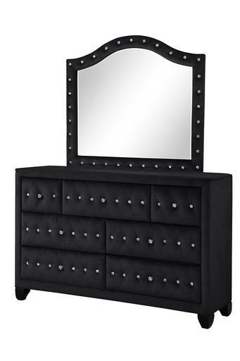 Queen 4 Pc Upholstery Bedroom Set Made With Wood In Black Box Spring Not Required Queen Black Wood 4 Piece Set Bedroom Contemporary,Modern Acacia Upholstered Velvet Tufted Wood