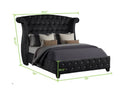 Full 5 Pc Vanity Upholstery Bedroom Set Made With Wood In Black Box Spring Not Required Full Black Wood 5 Piece Set Bedroom Contemporary,Modern Acacia Upholstered Velvet Tufted Wood