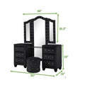 Full 5 Pc Vanity Upholstery Bedroom Set Made With Wood In Black Box Spring Not Required Full Black Wood 5 Piece Set Bedroom Contemporary,Modern Acacia Upholstered Velvet Tufted Wood