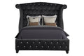 Queen 4 Pc Vanity Upholstery Bedroom Set Made With Wood In Black Box Spring Not Required Queen Black Wood 4 Piece Set Bedroom Contemporary,Modern Acacia Upholstered Velvet Tufted Wood