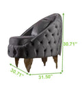 Chair With Fabric Button Tufted Velvet Upholstery Finish In Grey Grey Primary Living Space Modern Solid Wood Mdf Wood