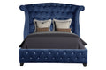 Sophia Modern Style Crystal Tufted Queen Velvet Fabric Upholstery Bed Made With Wood In Blue Box Spring Not Required Queen Blue Wood Bedroom Contemporary,Modern Acacia Slat Beds Upholstered Velvet Wood