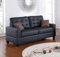 Living Room Furniture 2Pc Sofa Set Black Faux Leather Tufted Sofa Loveseat W Pillows Cushion Couch Black Faux Leather Wood Primary Living Space Tufted Back Contemporary,Modern Pine Square Arms Particle Board 4 Seat