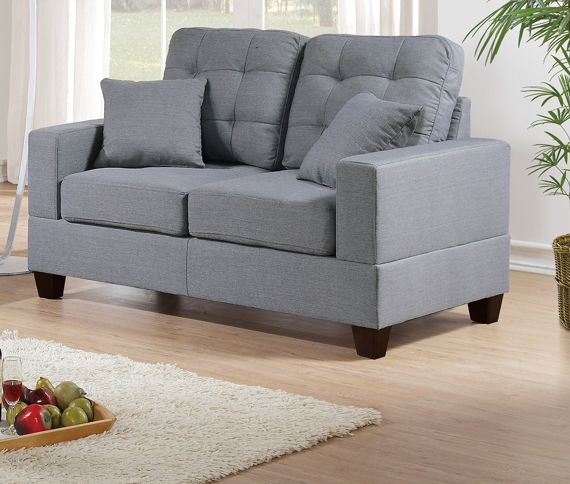 Living Room Furniture 2Pc Sofa Set Grey Polyfiber Tufted Sofa Loveseat W Pillows Cushion Couch Grey Wood Primary Living Space Tufted Back Contemporary,Modern Pine Square Arms Particle Board 4 Seat