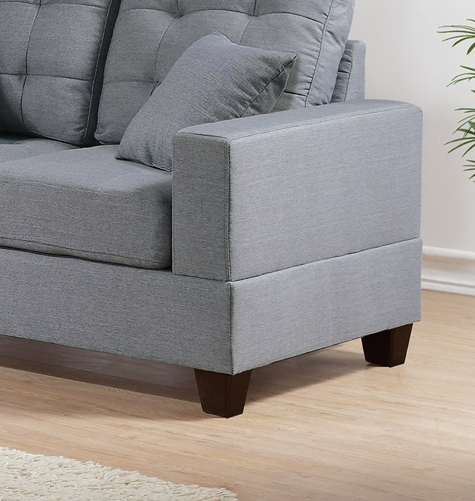 Living Room Furniture 2Pc Sofa Set Grey Polyfiber Tufted Sofa Loveseat W Pillows Cushion Couch Grey Wood Primary Living Space Tufted Back Contemporary,Modern Pine Square Arms Particle Board 4 Seat