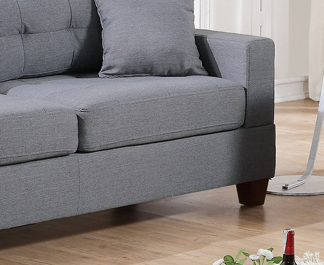 Living Room Furniture 2Pc Sofa Set Grey Polyfiber Tufted Sofa Loveseat W Pillows Cushion Couch Grey Wood Primary Living Space Tufted Back Contemporary,Modern Pine Square Arms Particle Board 4 Seat