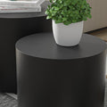 Mdf With Ash Oak Walnut Veneer Side Table Coffee Table End Table Nesting Table Set Of 2 For Living Room,Office,Bedroom Black Matte Black Mdf