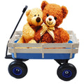 Outdoor Wagon All Terrain Pulling Wood Railing Air Tires Garden Cart Blue Steel
