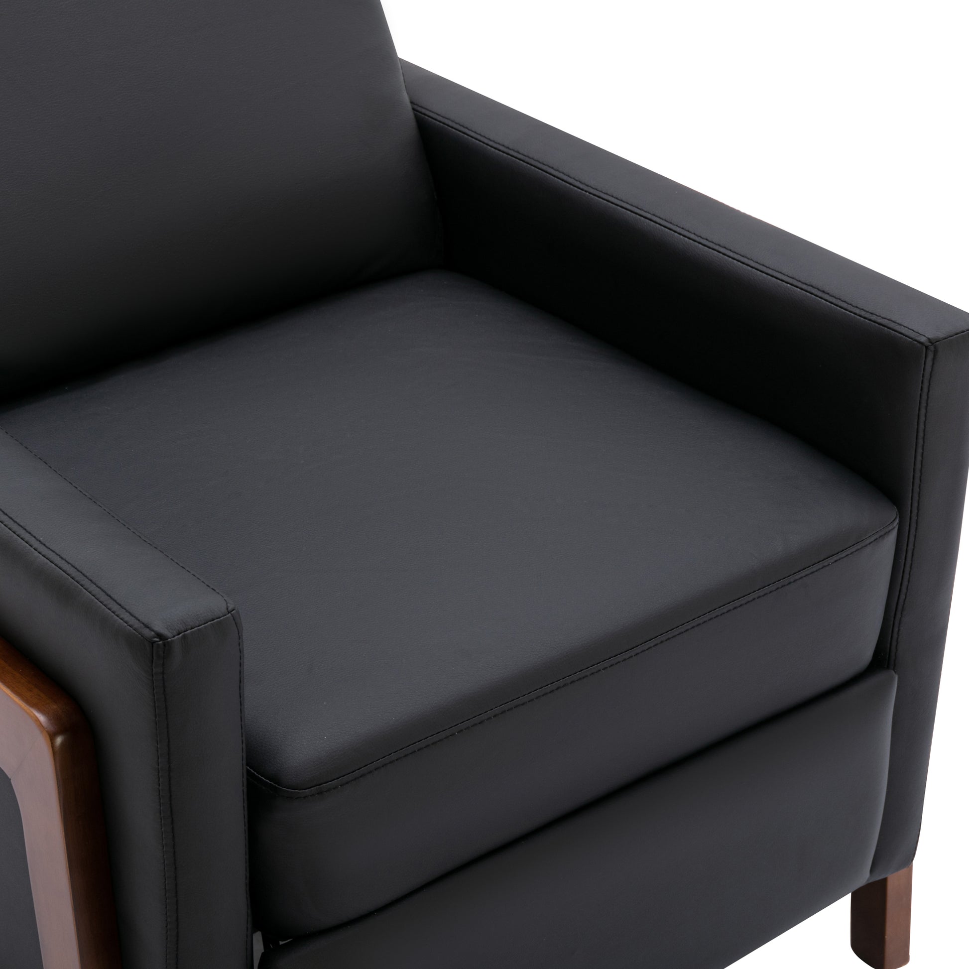 Wood Framed Pu Leather Recliner Chair Adjustable Home Theater Seating With Thick Seat Cushion And Backrest Modern Living Room Recliners, Black Old Sku:Pp289527Aab Black Pu Pu