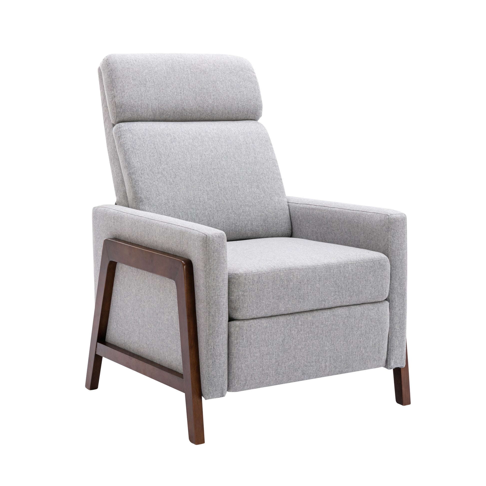 Set Of Two Wood Framed Upholstered Recliner Chair Adjustable Home Theater Seating With Thick Seat Cushion And Backrest Modern Living Room Recliners,Gray Gray Linen