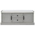 Storage Bench With 2 Drawers And 2 Cabinets, Shoe Bench With Removable Cushion For Living Room, Entryway Gray Wash Gray Wash Solid Wood