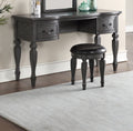 Bedroom Classic Vanity Set Wooden Carved Mirror Stool Drawers Antique Grey Finish Grey Bedroom Classic,Contemporary,Luxury Rubberwood Solid Wood
