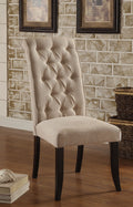 Dining Room Furniture Contemporary Rustic Style Beige Fabric Upholstered Tufted Set Of 2 Chairs Kitchen Breakfast Beige Dining Room Modern,Transitional Dining Chairs Rubberwood Tufted Back Solid Wood