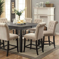 Dining Room Furniture Rustic Style Set Of 2 Counter Height Chairs Beige Chenille Fabric Upholstered Tufted Kitchen Breakfast Beige Dining Room Rustic,Transitional Side Chair Tufted Back Solid Wood