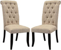 Dining Room Furniture Contemporary Rustic Style Beige Fabric Upholstered Tufted Set Of 2 Chairs Kitchen Breakfast Beige Dining Room Modern,Transitional Dining Chairs Rubberwood Tufted Back Solid Wood