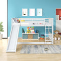 Full Over Full Bunk Bed With Slide And Ladder In White Color White Pine