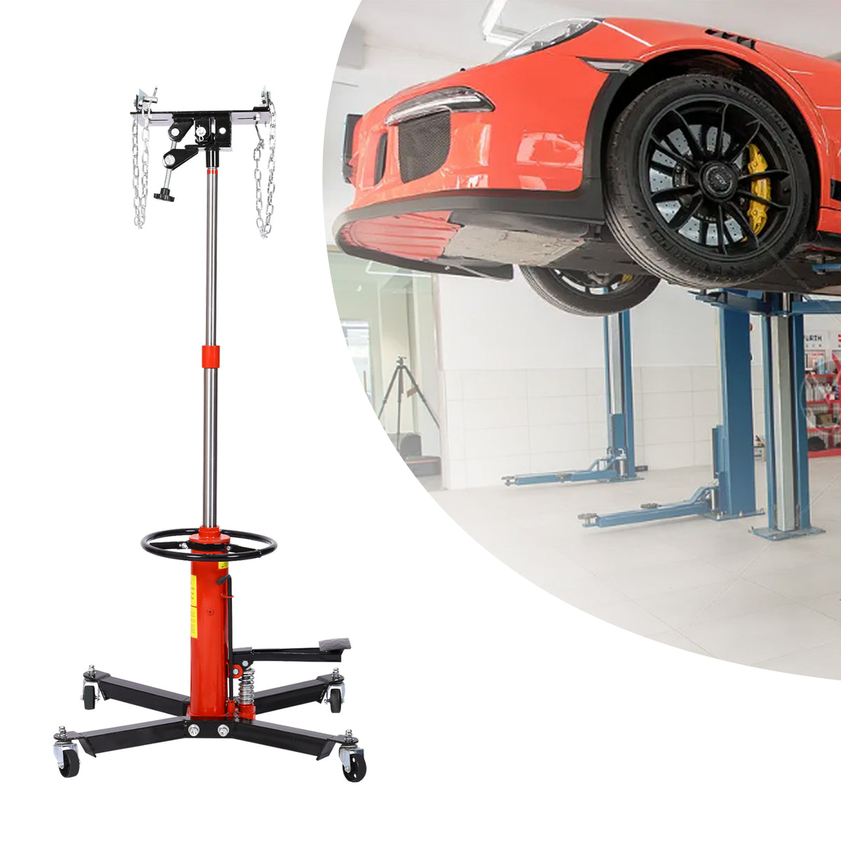 1660Lbs Transmission Jackshydraulic Transmission Jack 2 Stage Hydraulic W 360 For Car Lift 0.75 Ton Red Steel