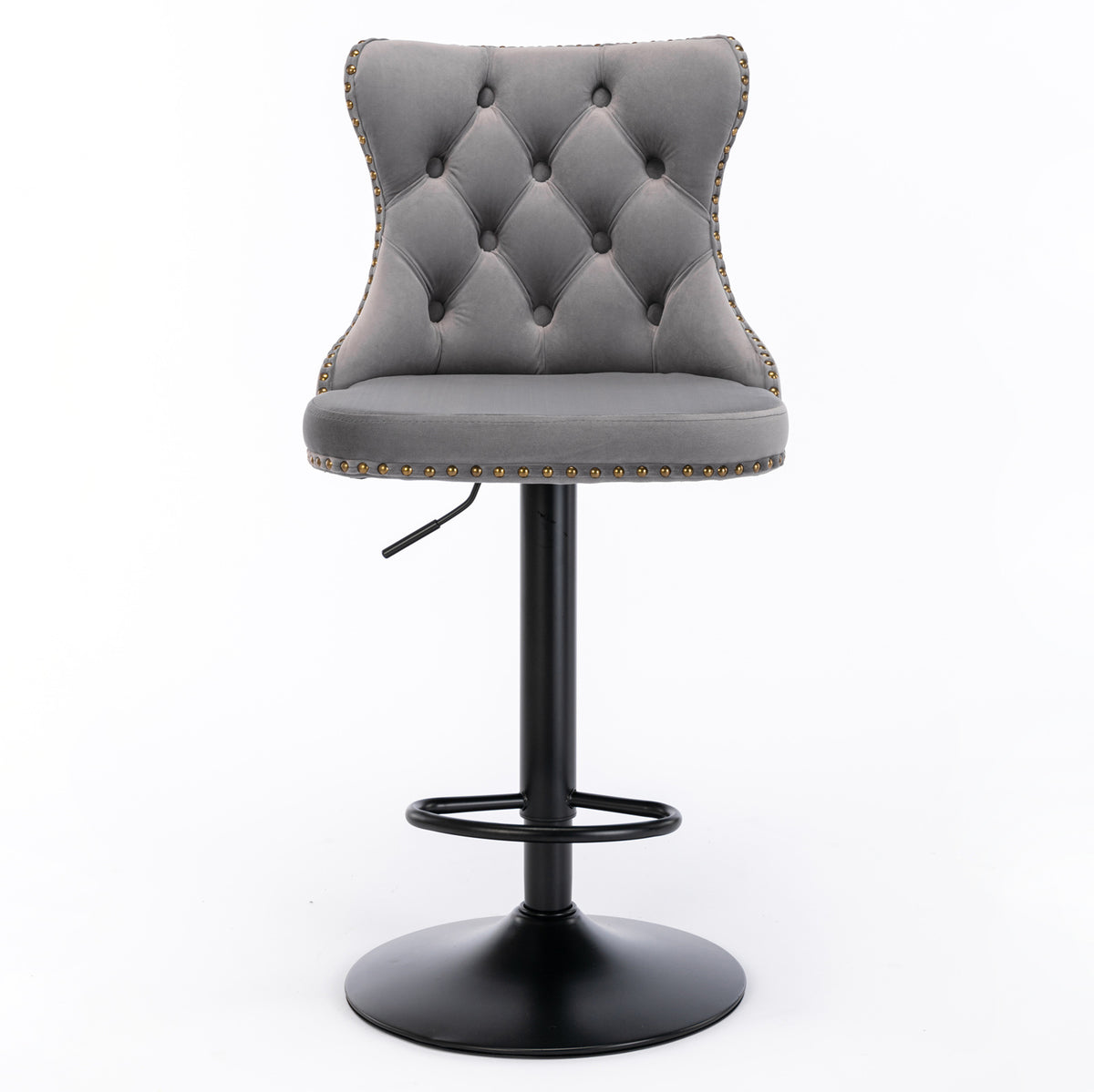 Swivel Velvet Barstools Adjusatble Seat Height From 25 33 Inch,17.7 Inch Base, Modern Upholstered Bar Stools With Backs Comfortable Tufted For Home Pub And Kitchen Island,Gray,Set Of 2 Gray Dining Room American Design Foam Velvet