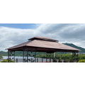 13X10 Ft Patio Double Roof Gazebo Replacement Canopy Top Fabric,Brown Brown Polyester