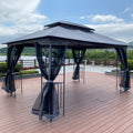 13X10 Outdoor Patio Gazebo Canopy Tent With Ventilated Double Roof And Mosquito Net Detachable Mesh Screen On All Sides ,Suitable For Lawn, Garden, Backyard And Deck,Gray Top Gray Metal