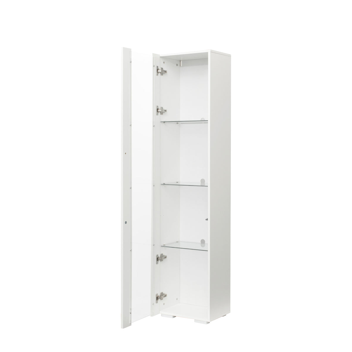 Side Cabinet With Aluminum Strip Lamp White Particle Board