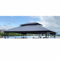 13X10 Ft Patio Double Roof Gazebo Replacement Canopy Top Fabric, Gray Gray Polyester