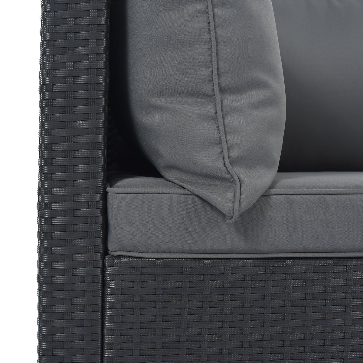 8 Pieces Outdoor Patio Furniture Sets, Garden Conversation Wicker Sofa Set, Single Sofa Combinable, Gray Cushions Black Wicker Yes Gray Wicker