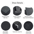 8 Pieces Outdoor Patio Furniture Sets, Garden Conversation Wicker Sofa Set, Single Sofa Combinable, Gray Cushions Black Wicker Yes Gray Wicker