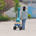 Outdoor Wagon All Terrain Pulling Wood Railing Air Tires Garden Cart Blue Steel