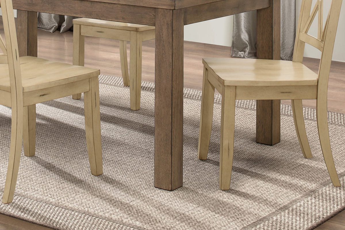 Casual Buttermilk Finish Side Chairs Set Of 2 Pine Veneer Transitional Double X Back Design Dining Room Furniture Natural Dining Room Transitional Side Chair Wood