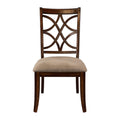Wooden Side Chairs Set Of 2 Elegant Back Design Fabric Upholstery Cherry Finish Formal Dining Furniture Cherry Dining Room Traditional Side Chair Wood