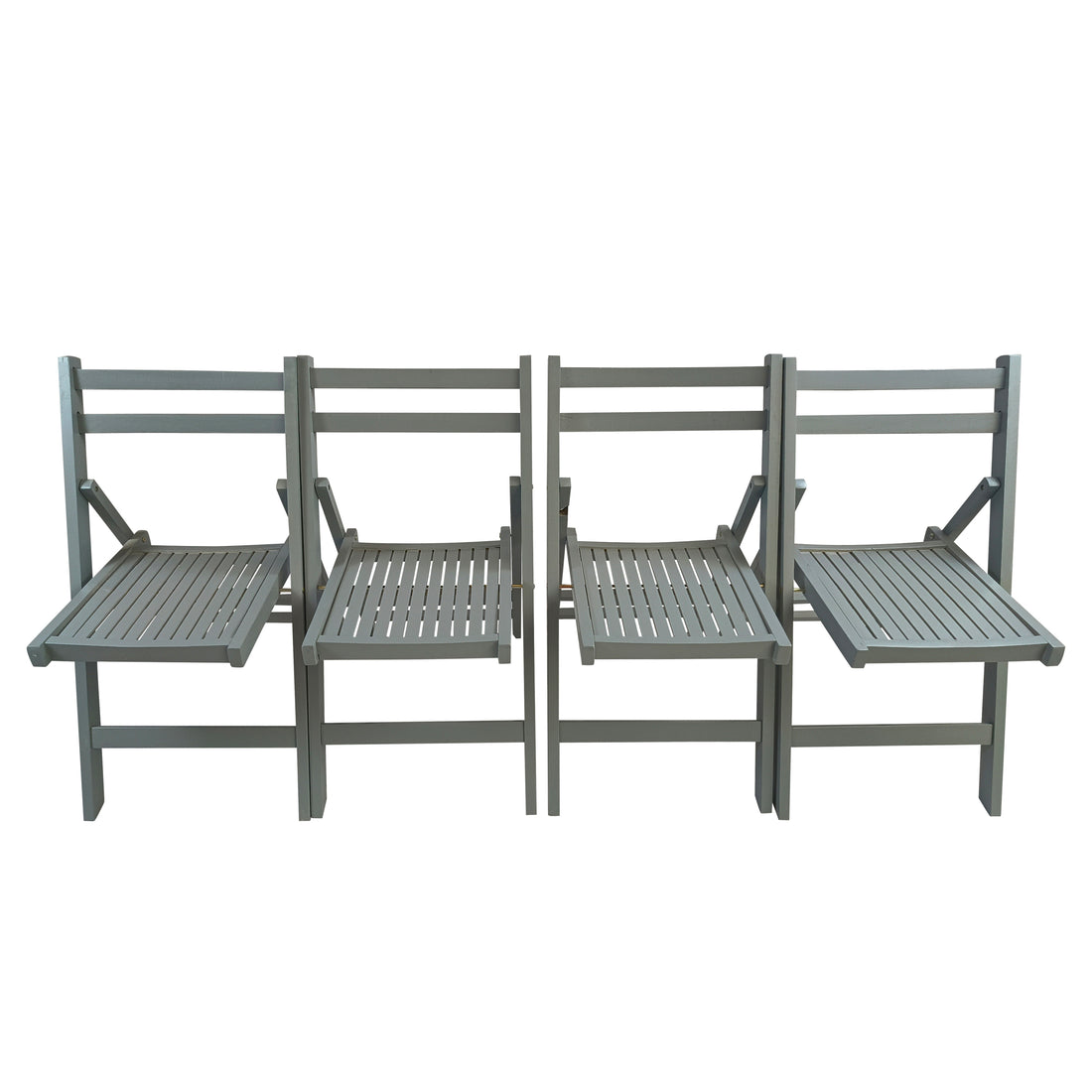 Furniture Slatted Wood Folding Special Event Chair Gray, Set Of 4, Folding Chair, Foldable Style Gray Solid Wood