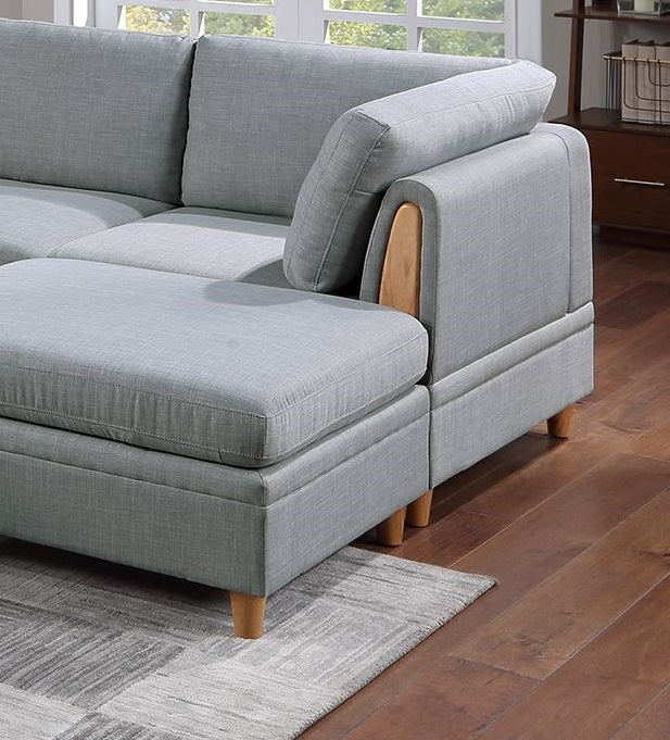 Living Room Furniture Corner Wedge Light Grey Dorris Fabric 1Pc Cushion Wedge Sofa Wooden Legs Light Grey Primary Living Space Contemporary,Transitional Fabric