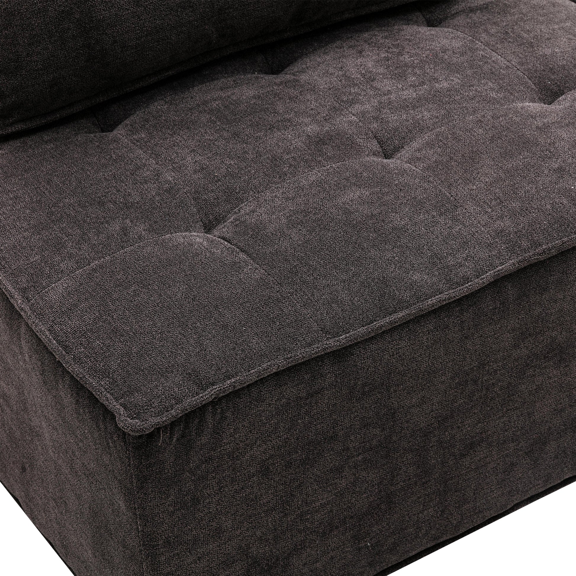 Coolmore Modern Upholstered Chair Leisure Sofa Lazy Sofa Plastic Legs And Pillow Removable Armless Accent Chair For Living Room,Bedroom,Office Grey Linen Grey Foam Linen