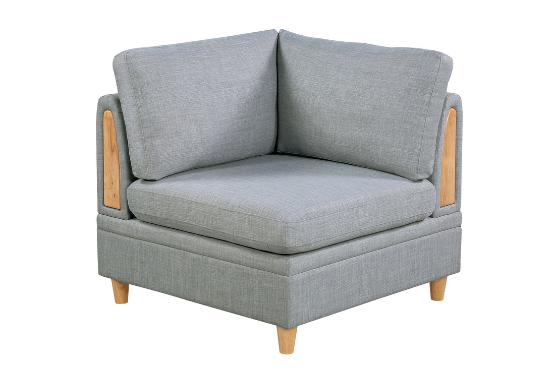 Living Room Furniture Corner Wedge Light Grey Dorris Fabric 1Pc Cushion Wedge Sofa Wooden Legs Light Grey Primary Living Space Contemporary,Transitional Fabric