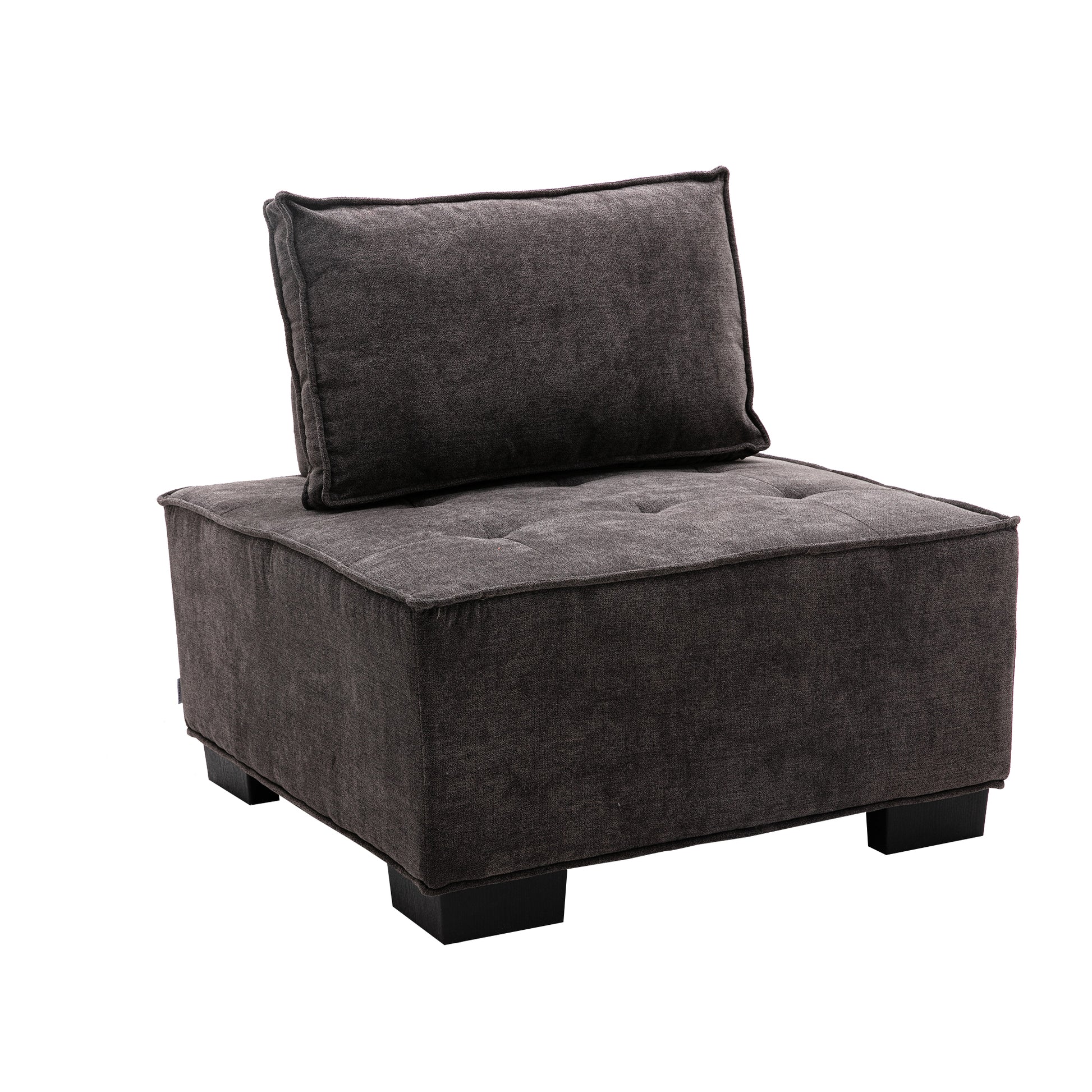 Coolmore Modern Upholstered Chair Leisure Sofa Lazy Sofa Plastic Legs And Pillow Removable Armless Accent Chair For Living Room,Bedroom,Office Grey Linen Grey Foam Linen