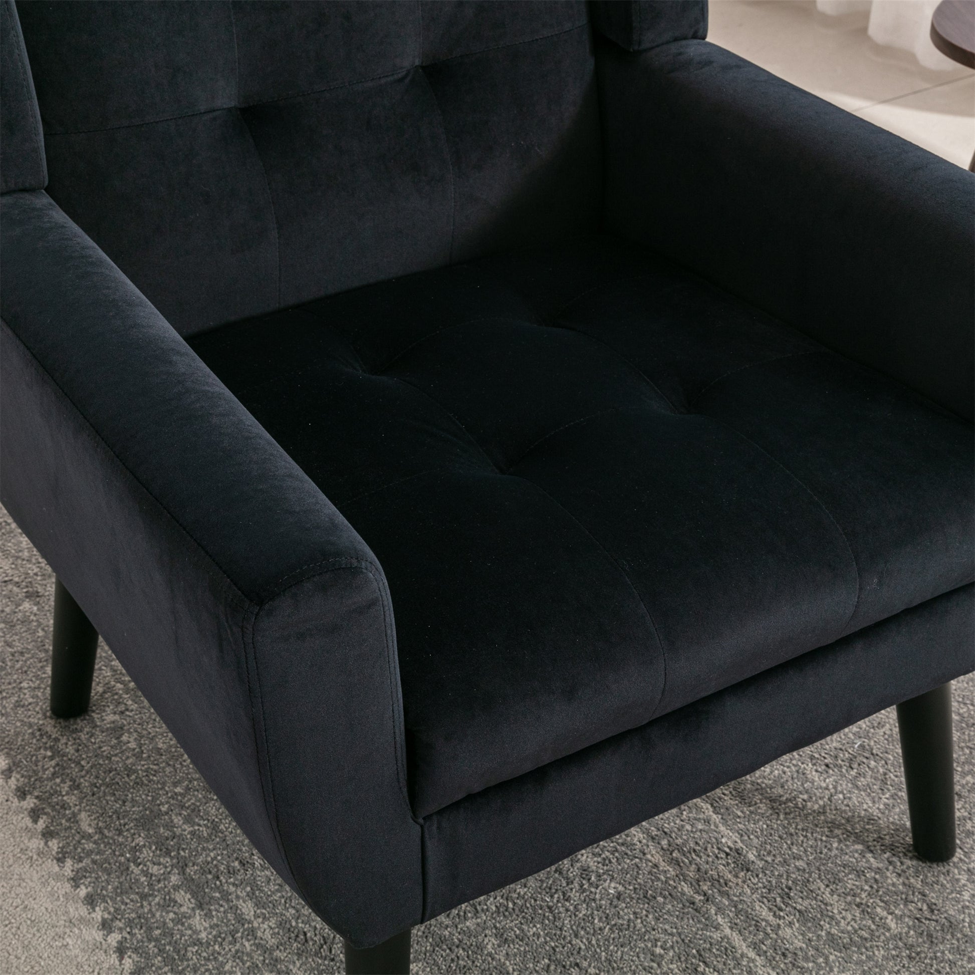 Modern Soft Velvet Material Ergonomics Accent Chair Living Room Chair Bedroom Chair Home Chair With Black Legs For Indoor Home Black Foam Upholstered