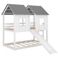 Twin Over Twin House Bunk Bed With Slide And Windows,White Old Sku:Gx000920Aak 1 White Pine