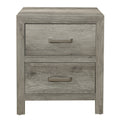 Transitional Aesthetic Bedroom Nightstand Faux Wood Veneer Weathered Gray Finish Nickel Hardware Bed Side Table Gray 2 Drawers Bedroom Transitional Wood