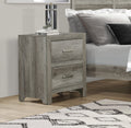 Transitional Aesthetic Bedroom Nightstand Faux Wood Veneer Weathered Gray Finish Nickel Hardware Bed Side Table Gray 2 Drawers Bedroom Transitional Wood