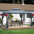 13X10 Outdoor Patio Gazebo Canopy Tent With Ventilated Double Roof And Mosquito Net Detachable Mesh Screen On All Sides ,Suitable For Lawn, Garden, Backyard And Deck,Gray Top Gray Metal