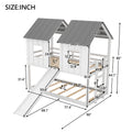 Twin Over Twin House Bunk Bed With Slide And Windows,White Old Sku:Gx000920Aak 1 White Pine
