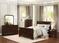 Traditional Louis Philippe Style Queen Bed Dark Cherry Finish Wooden Bedroom Furniture 1Pc Box Spring Required Queen Cherry Wood Bedroom Classic,Traditional Bed Frame Wood