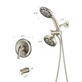 Shower System With Tub Spout Rain Shower Tub Set, High Pressure Dual 2 In 1 Shower Combo Faucet With Valve Brushed Nickel Abs